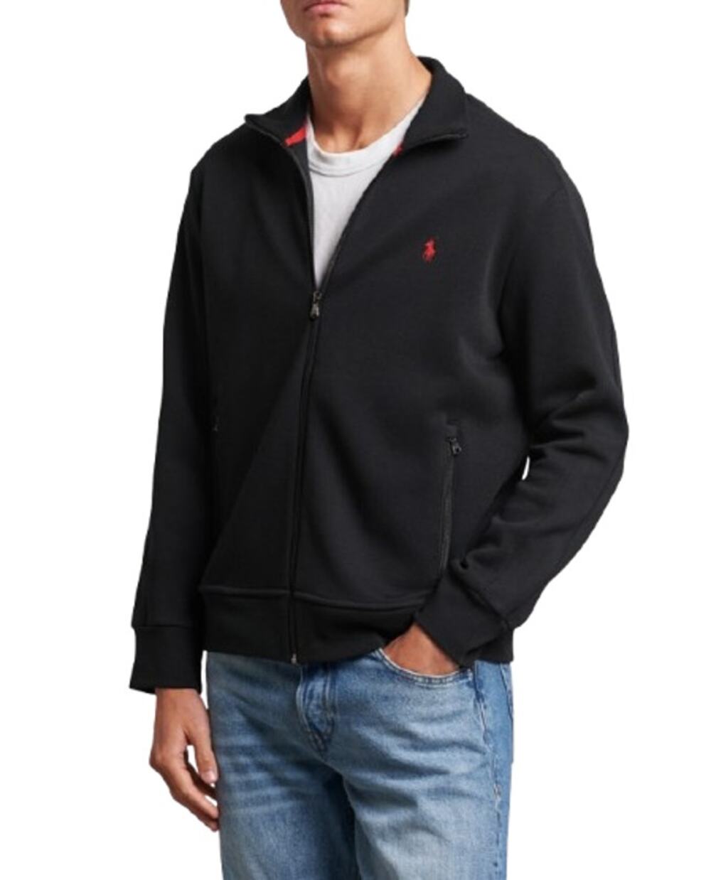 POLO RALPH LAUREN Men's Double-Knit Full Zip Track Jacket Small Polo Black NWT